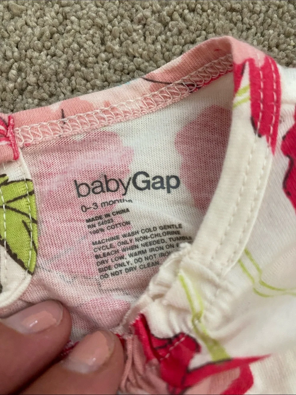 Great for  TWINS!!!! 2 GAP Cream One-Piece Bodysuits with Pink Floral Print